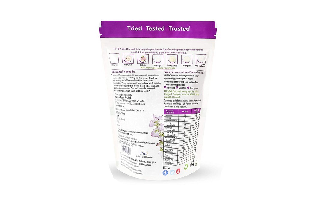 Fulsome Black Chia Seeds    Pack  300 grams